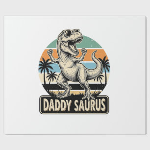 Daddy Saurus Retro Dinosaur Zonsondergang Shirt On Cadeaupapier