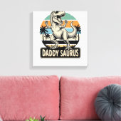 Daddy Saurus Retro Dinosaur Zonsondergang Shirt On Canvas Afdruk (Insitu (Woonkamer))