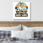 Daddy Saurus Retro Dinosaur Zonsondergang Shirt On Canvas Afdruk (Insitu (Slaapkamer))