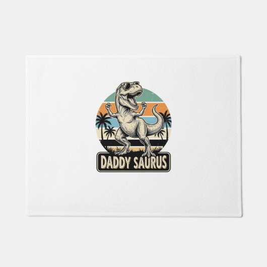 Daddy Saurus Retro Dinosaur Zonsondergang Shirt On Deurmat (Voorkant)