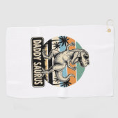 Daddy Saurus Retro Dinosaur Zonsondergang Shirt On Golfhanddoek (Horizontaal)