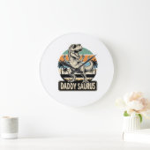 Daddy Saurus Retro Dinosaur Zonsondergang Shirt On Grote Klok (Huis)