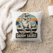 Daddy Saurus Retro Dinosaur Zonsondergang Shirt On Kussen (Deken)