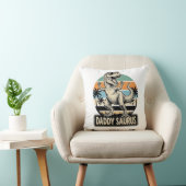 Daddy Saurus Retro Dinosaur Zonsondergang Shirt On Kussen (Stoel)