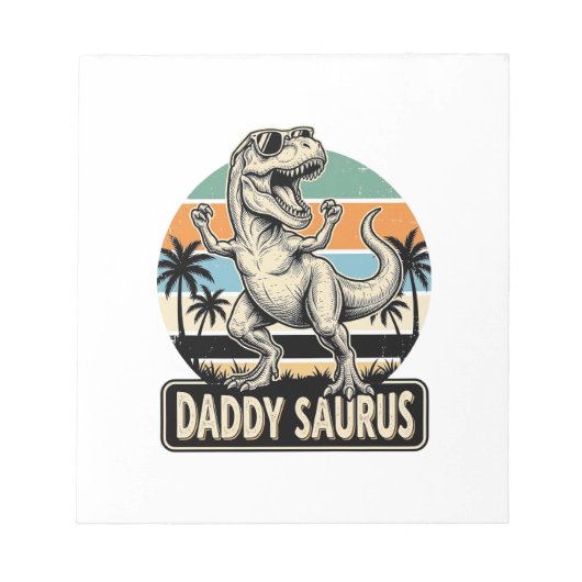 Daddy Saurus Retro Dinosaur Zonsondergang Shirt On Notitieblok (Voorkant)