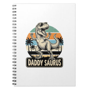 Daddy Saurus Retro Dinosaur Zonsondergang Shirt On Notitieboek