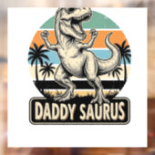 Daddy Saurus Retro Dinosaur Zonsondergang Shirt On Raamsticker (Vel 2)