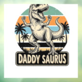 Daddy Saurus Retro Dinosaur Zonsondergang Shirt On Raamsticker (Vel 3)