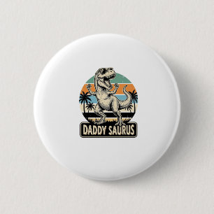 Daddy Saurus Retro Dinosaur Zonsondergang Shirt On Ronde Button 5,7 Cm