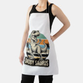 Daddy Saurus Retro Dinosaur Zonsondergang Shirt On Schort (Insitu)