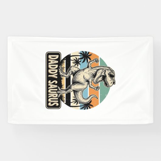 Daddy Saurus Retro Dinosaur Zonsondergang Shirt On Spandoek (Horizontaal)
