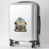 Daddy Saurus Retro Dinosaur Zonsondergang Shirt On Sticker (Koffer)