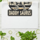 Daddy Saurus Retro Dinosaur Zonsondergang Shirt On Theedoek (Gevouwen)