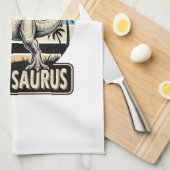 Daddy Saurus Retro Dinosaur Zonsondergang Shirt On Theedoek (Quarter Fold)