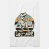 Daddy Saurus Retro Dinosaur Zonsondergang Shirt On Theedoek (Verticaal)