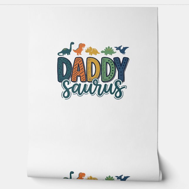 Daddy Saurus Schattige Dinosaur Papa Vectorontwerp Behang (Afrollen)