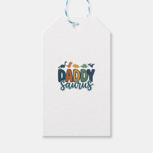 Daddy Saurus Schattige Dinosaur Papa Vectorontwerp Cadeaulabel (Voorkant)