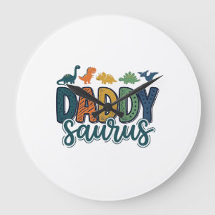 Daddy Saurus Schattige Dinosaur Papa Vectorontwerp Grote Klok