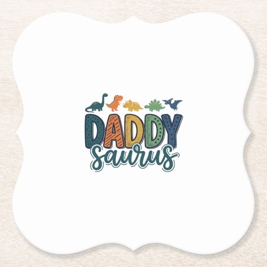 Daddy Saurus Schattige Dinosaur Papa Vectorontwerp Kartonnen Onderzetters (Voorkant)