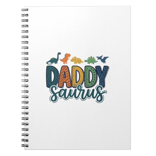 Daddy Saurus Schattige Dinosaur Papa Vectorontwerp Notitieboek (Voorkant)