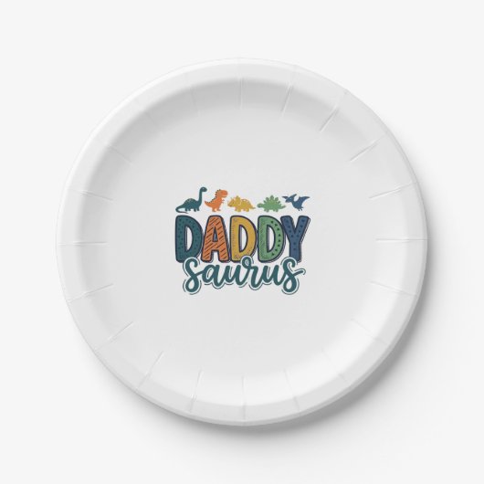 Daddy Saurus Schattige Dinosaur Papa Vectorontwerp Papieren Bordje (Voorkant)