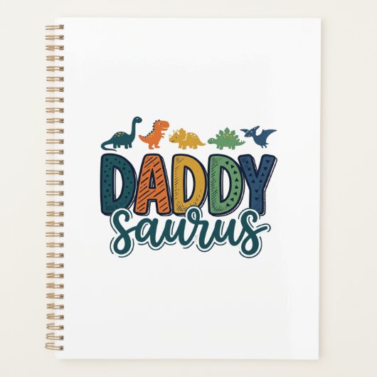 Daddy Saurus Schattige Dinosaur Papa Vectorontwerp Planner (Voorkant)