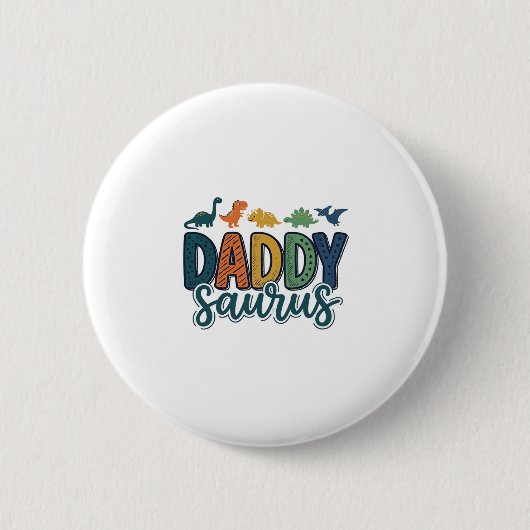 Daddy Saurus Schattige Dinosaur Papa Vectorontwerp Ronde Button 5,7 Cm (Voorkant)
