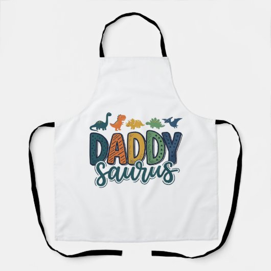 Daddy Saurus Schattige Dinosaur Papa Vectorontwerp Schort (Voorkant)