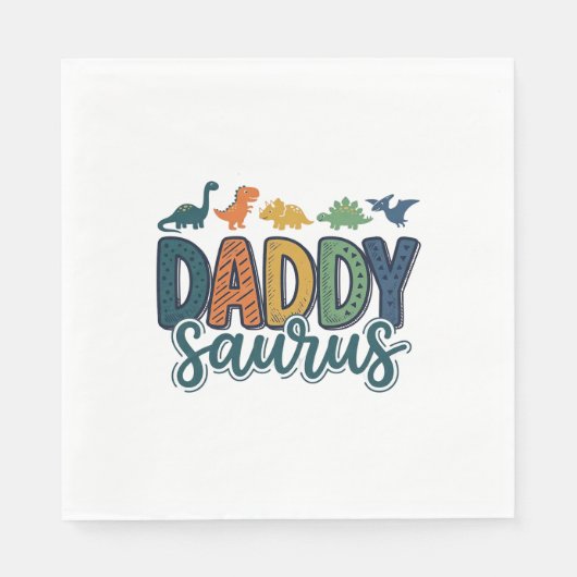 Daddy Saurus Schattige Dinosaur Papa Vectorontwerp Servet (Voorkant)