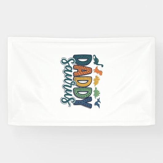 Daddy Saurus Schattige Dinosaur Papa Vectorontwerp Spandoek (Horizontaal)