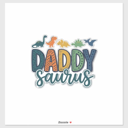 Daddy Saurus Schattige Dinosaur Papa Vectorontwerp Sticker (Vel)