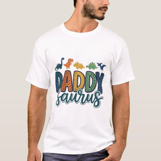 Daddy Saurus Schattige Dinosaur Papa Vectorontwerp T-shirt (Voorkant)
