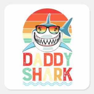 Daddy Shark Fathers Day Foto Vierkante Sticker
