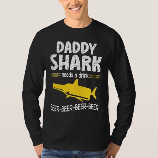 Daddy Shark Needs A Drink Beer Happy Father Day Da T-shirt (Voorkant)