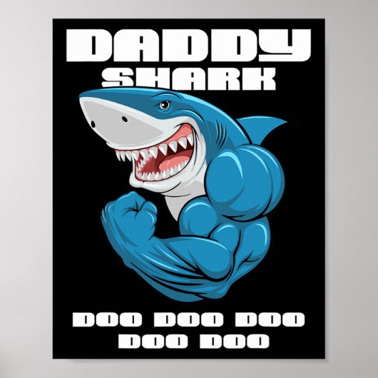 Daddy Shark Shirt Funny Fathers Day Gift voor kind Poster (Voorkant)