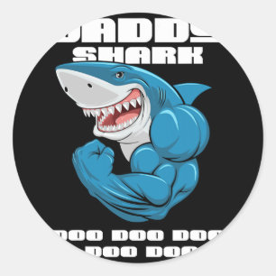 Daddy Shark Shirt Funny Fathers Day Gift voor kind Ronde Sticker