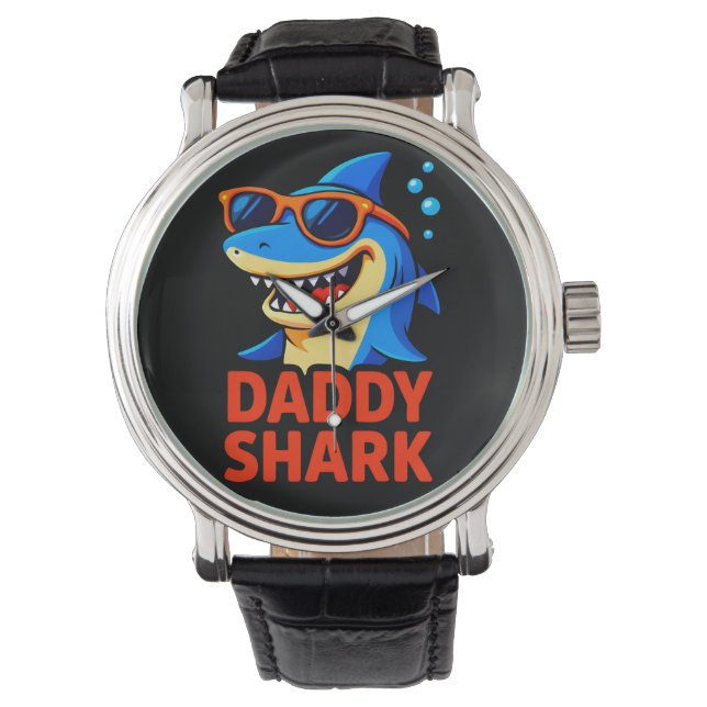 Daddy Shark Vaderdag geschenken Horloge (Voorkant)