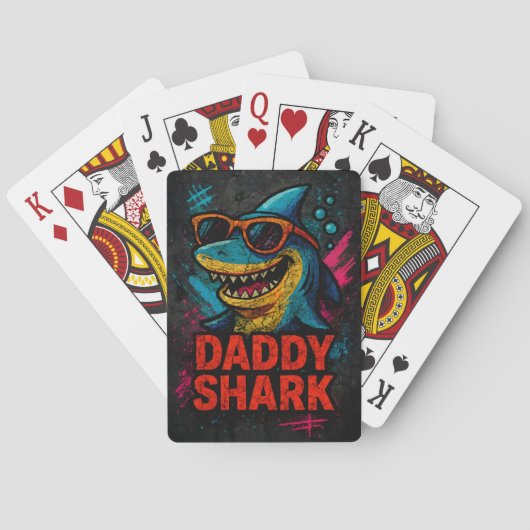 Daddy Shark Vaderdag geschenken Pokerkaarten (Achterkant)