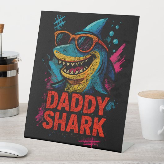 Daddy Shark Vaderdag geschenken Reclamebord Met Voetstuk (Insitu)