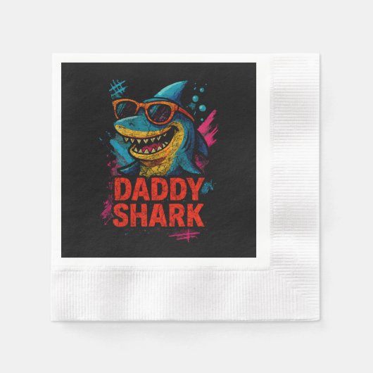 Daddy Shark Vaderdag geschenken Servet (Voorkant)