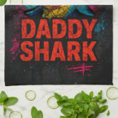 Daddy Shark Vaderdag geschenken Theedoek (Gevouwen)