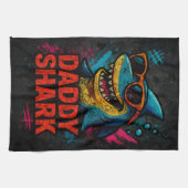 Daddy Shark Vaderdag geschenken Theedoek (Horizontaal)
