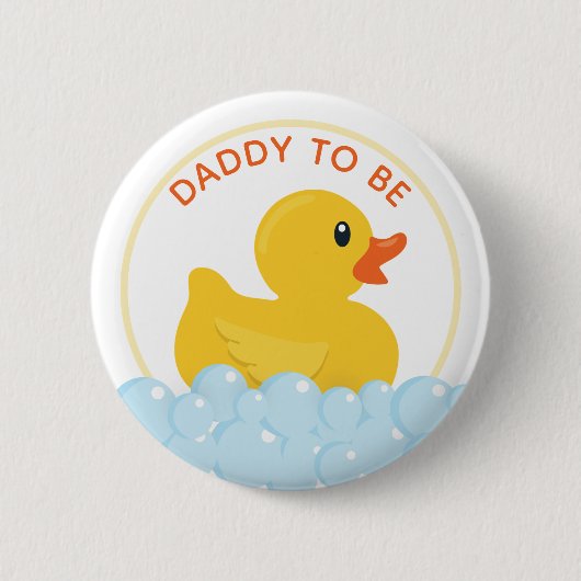 Daddy-to-Be Baby shower Button | Gele rubberen duc (Voorkant)