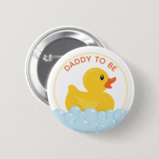 Daddy-to-Be Baby shower Button | Gele rubberen duc (Voorkant /achterkant)