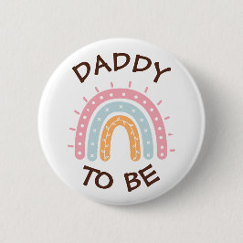 Daddy to be Baby shower Button Roze Rainbow thema