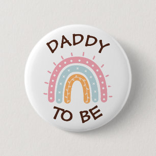 Daddy to be Baby shower Button Roze Rainbow thema