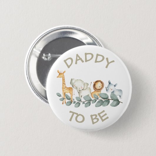 Daddy to be Baby shower Button Wild One Zoo thema (Voorkant /achterkant)