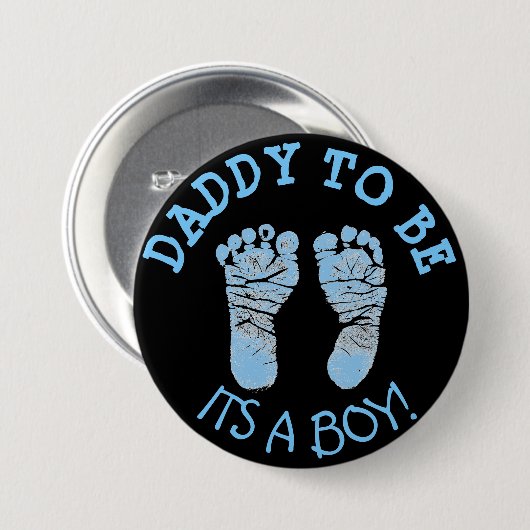 Daddy to Be Baby shower Button Zwart en Blauw (Voorkant /achterkant)