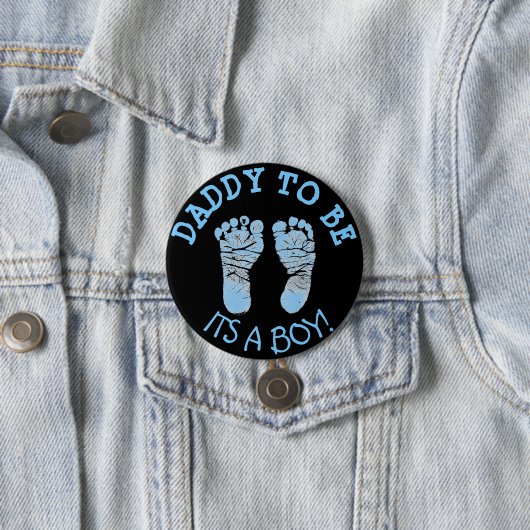 Daddy to Be Baby shower Button Zwart en Blauw (In situ)