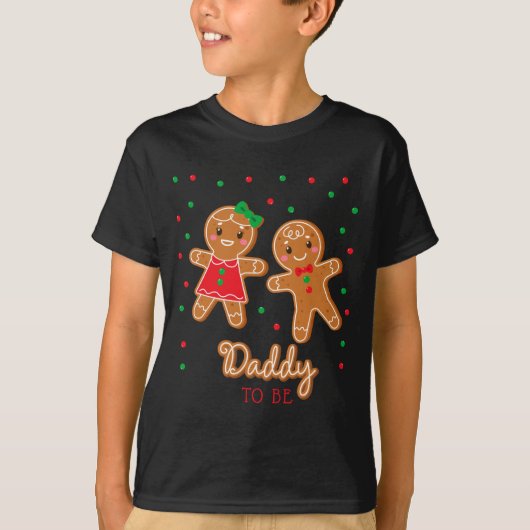 Daddy To Be Gender Reveal Gingerbread  T-shirt (Voorkant)